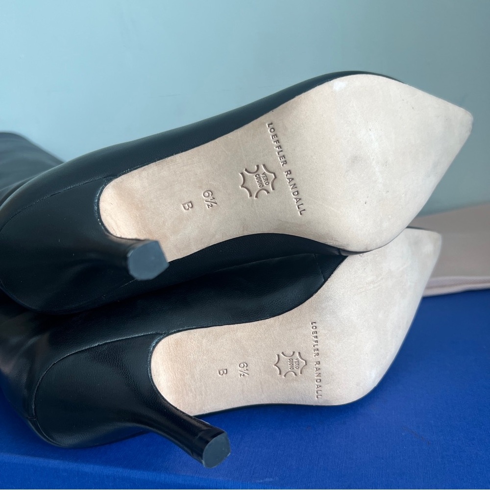 $650 Loeffler Randall Women's Whitney Heel Tall Leather Pull On Boot Black 6.5 - Picture 13 of 14
